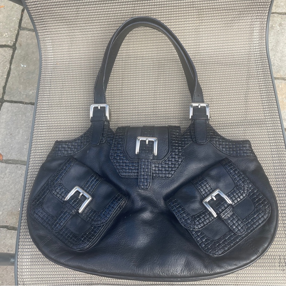 Black Leather vintage hobo style y2k Handbag
